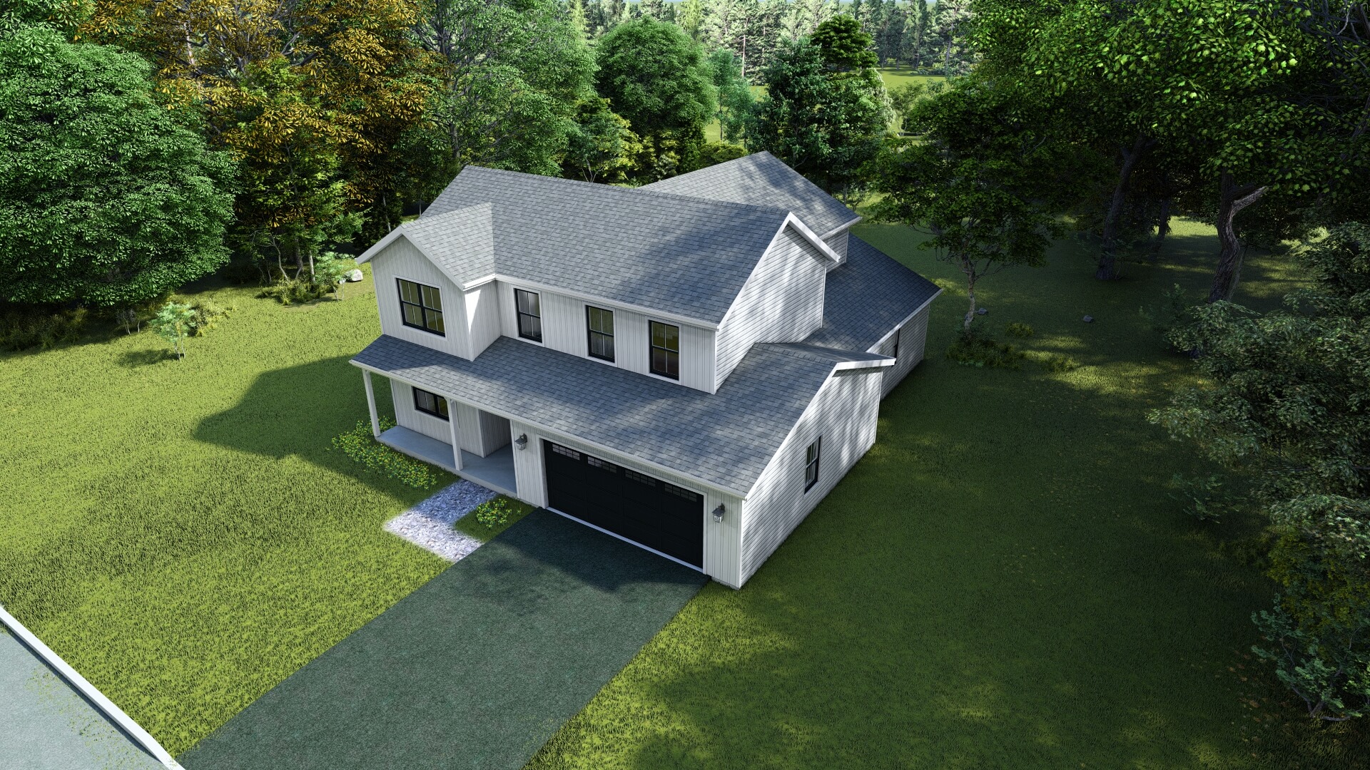 harrington floor plan aerial view of 3d render