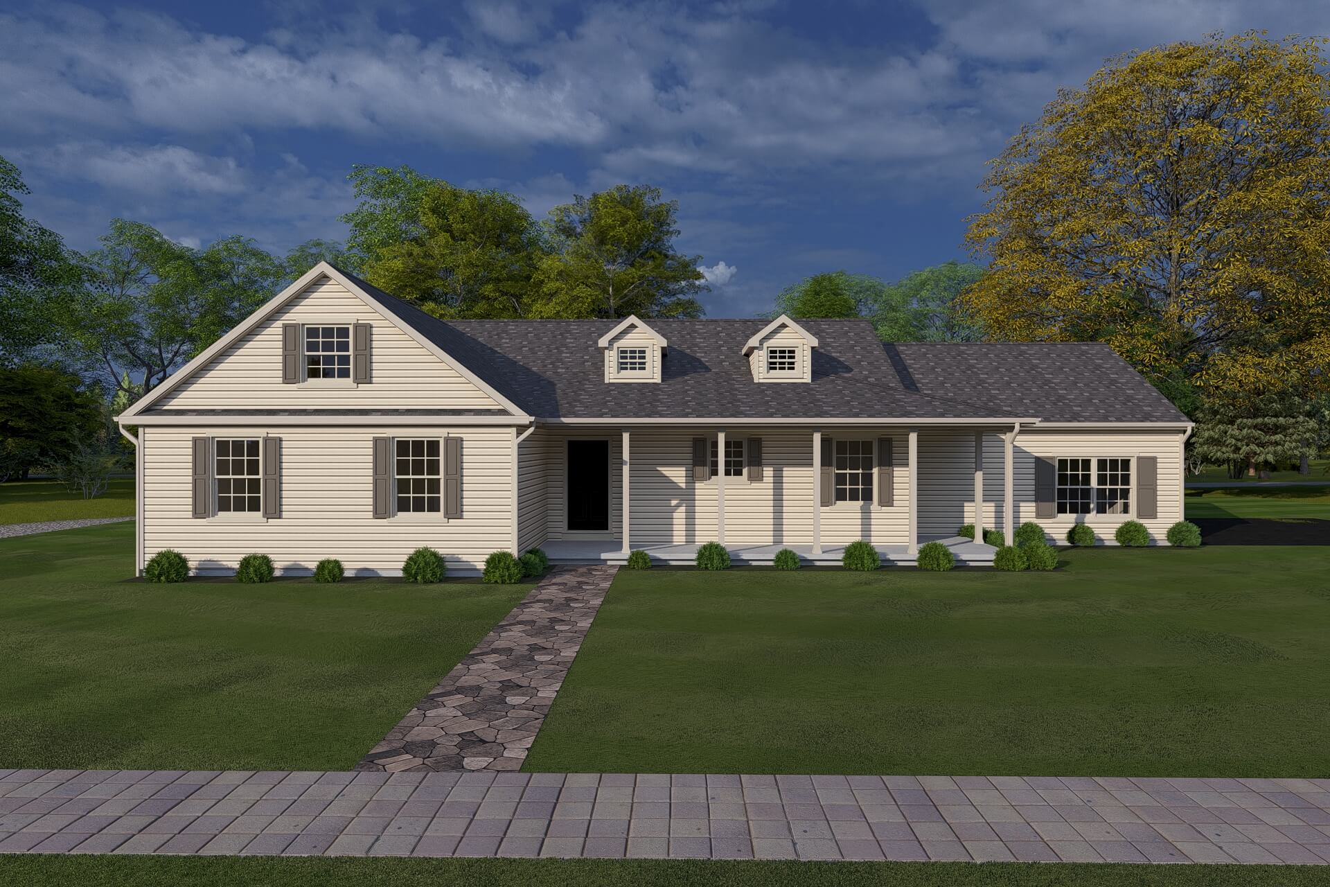 front view of the edinboro home floor plan render